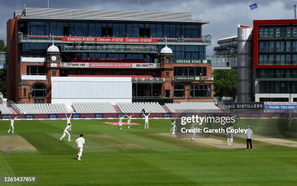 Stuart Broad of England celebrates after taking the wicket of Kraigg Brathwaite of West Indies for his 500th Test Wicket during Day Five of the Ruth...