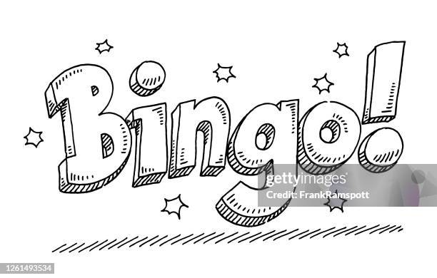 bingo text drawing - bingo stock illustrations