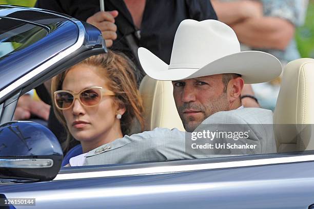 Jennifer Lopez and Jason Statham are sighted on the set of "Parker" on September 22, 2011 in West Palm Beach, Florida.