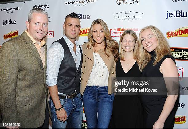 Starburst's John Kelly, actor Mark Salling, singer Colbie Caillat, Starburst's Sarah Adams and Nancy Slivoski attend Starburst Presents Songwriters...