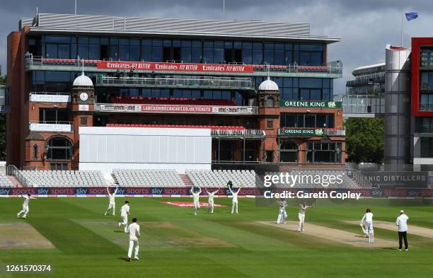 Stuart Broad of England celebrates after taking the wicket of Kraigg Brathwaite of West Indies for his 500th Test Wicket during Day Five of the Ruth...