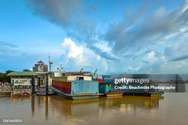 scenic view of the sibu express wharf terminal, sibu, sarawak - sibu river stock pictures, royalty-free photos & images