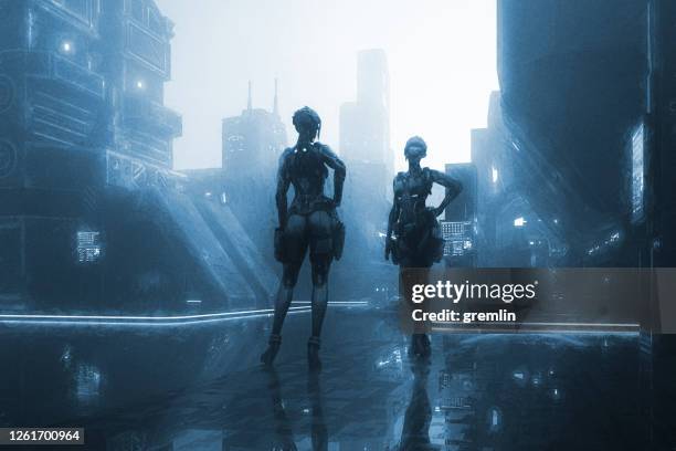 futuristic cyborg city - slovenia police stock pictures, royalty-free photos & images