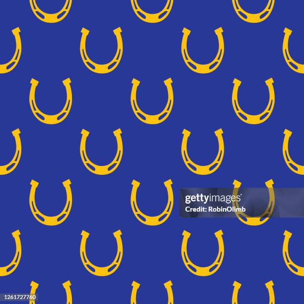 stockillustraties, clipart, cartoons en iconen met good luck hoefijzer naadloos patroon - horseshoe