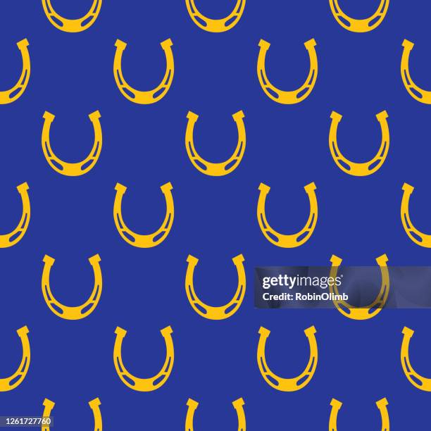 good luck horseshoe seamless pattern - horseshoe pattern stock illustrations