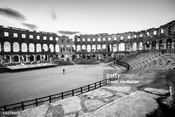 arena pula - amphitheater stock pictures, royalty-free photos & images