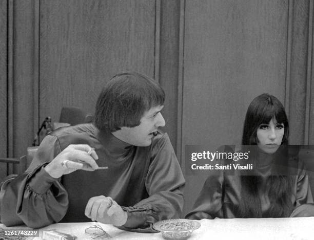 Sonny Bono and Cher at a press conference for the movie Good Times on May 6, 1967 in New York, New York.