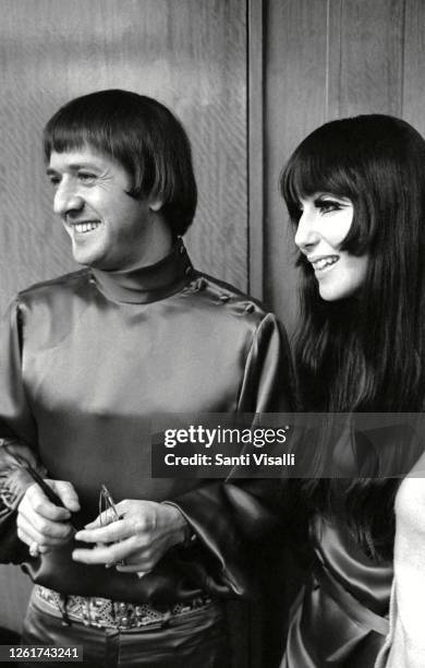 Sonny Bono and Cher at a press conference for the movie Good Times on May 6, 1967 in New York, New York.