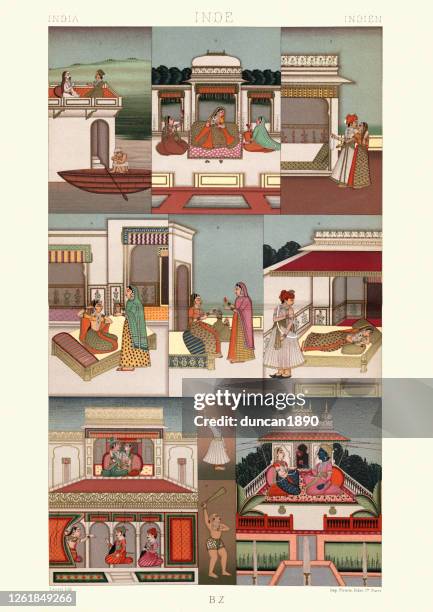 the palace of delights, mughal empire india, indian - luxury lifestyle stock illustrations