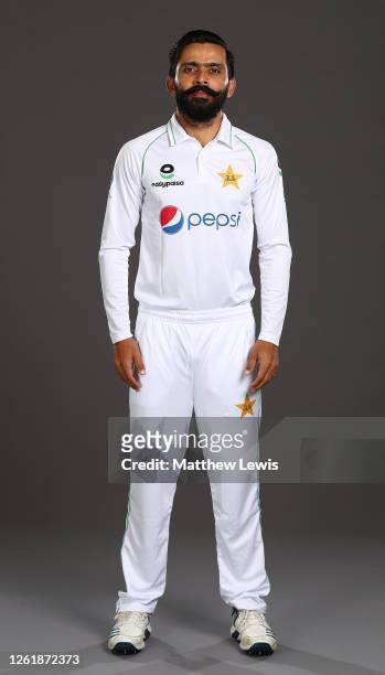Fawad Alam of Pakistan poses for a portrait during the Pakistan Test Squad Photo call at Derbyshire CCC on July 28, 2020 in Derby, England.