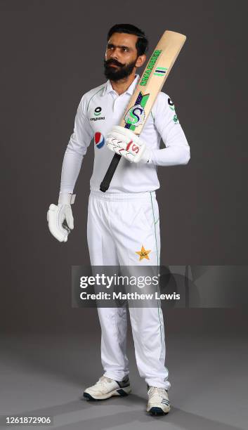 Fawad Alam of Pakistan poses for a portrait during the Pakistan Test Squad Photo call at Derbyshire CCC on July 28, 2020 in Derby, England.