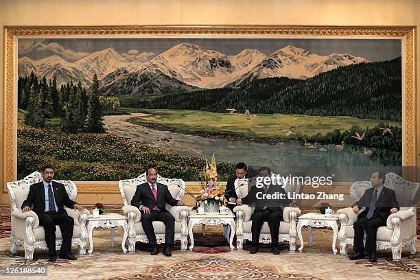 Mauritanian President Mohamed Ould Abdel Aziz speaks during the meeting with Jia Qinglin , Chairman of the Chinese People's Political Consultative...