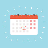 Calendar with selected date. Vector illustration