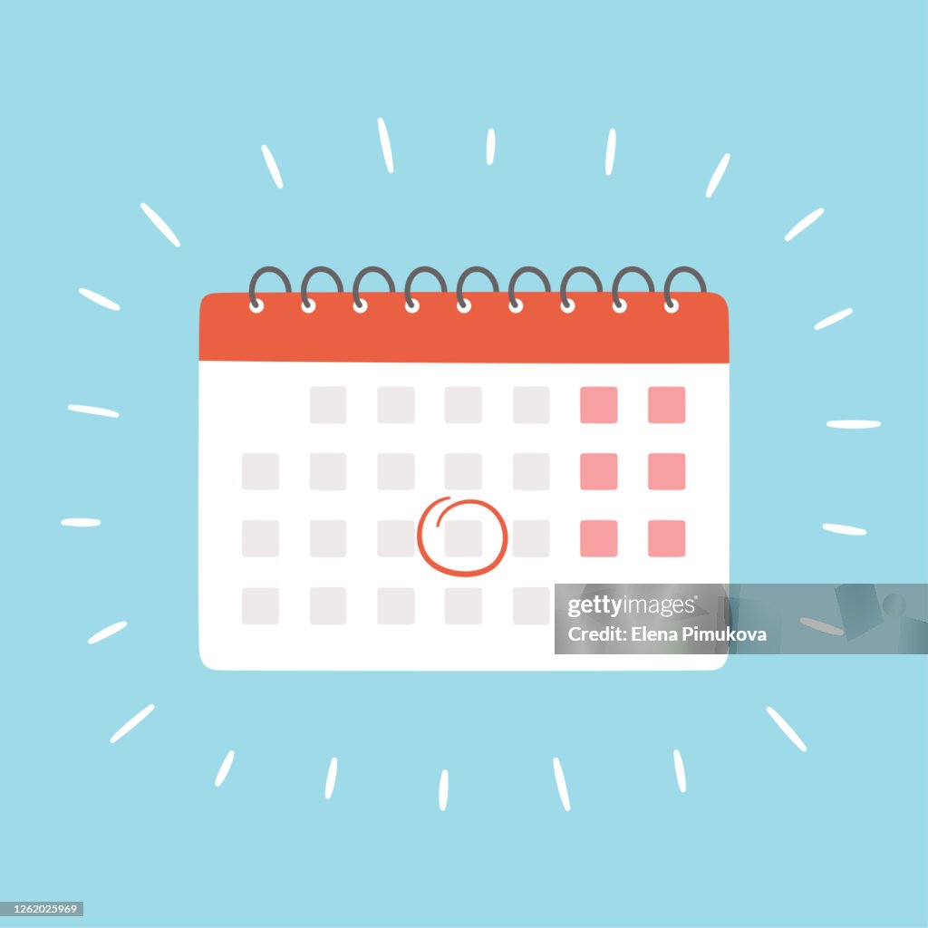 Calendar with selected date. Vector illustration