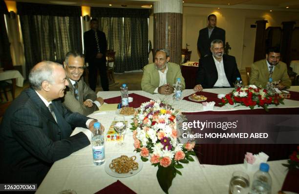 Egyptian mediators Mustafa al-Buhairi and Mohammed Ibrahim meet representatives of the mainstream Fatah movement and of the Palestinian Islamic group...