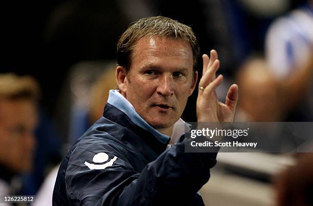 Leeds manager Simon Grayson during the npower Championship match between Brighton and Hove Albion and Leeds United at Amex Stadium on September 23,...