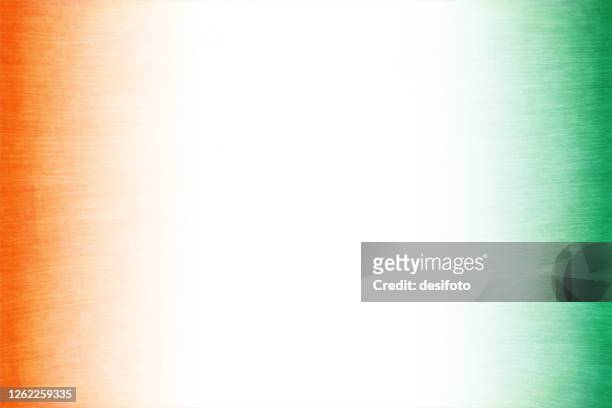 grunge krepppapier strukturiertvektor tricolor verblasst hintergrund mit drei vertikalen bändern in orange oder safran, weiß und grün farben - day 15 stock-grafiken, -clipart, -cartoons und -symbole