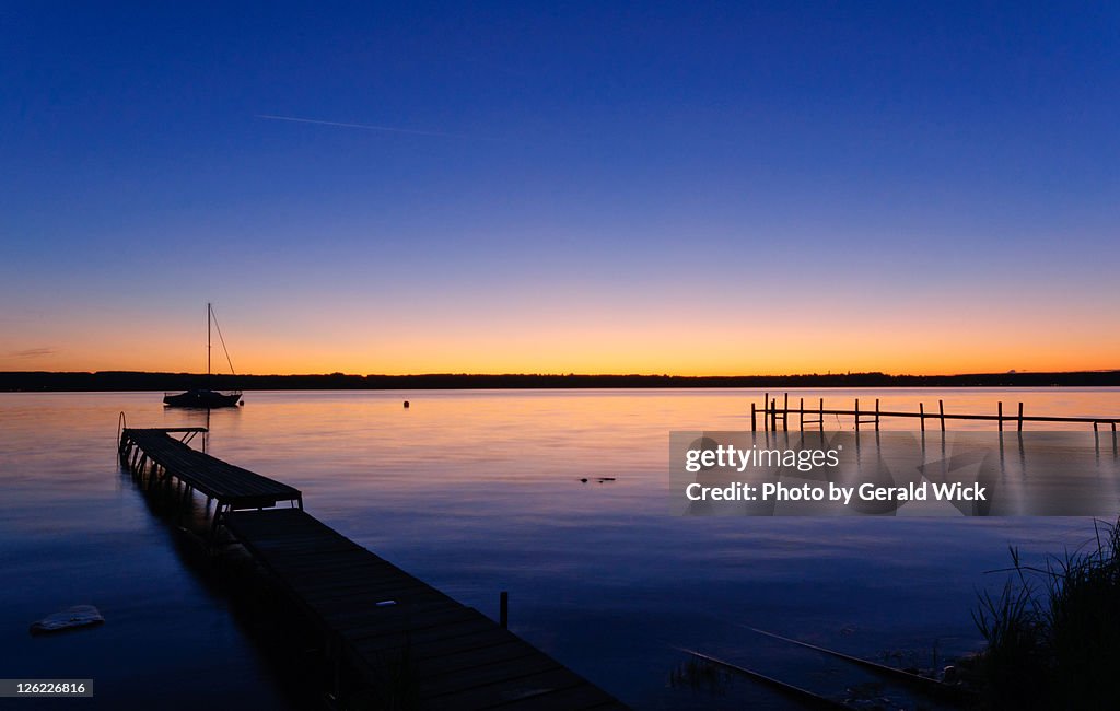 Sunset blue hour at Ammersee, Bavaria, Germany