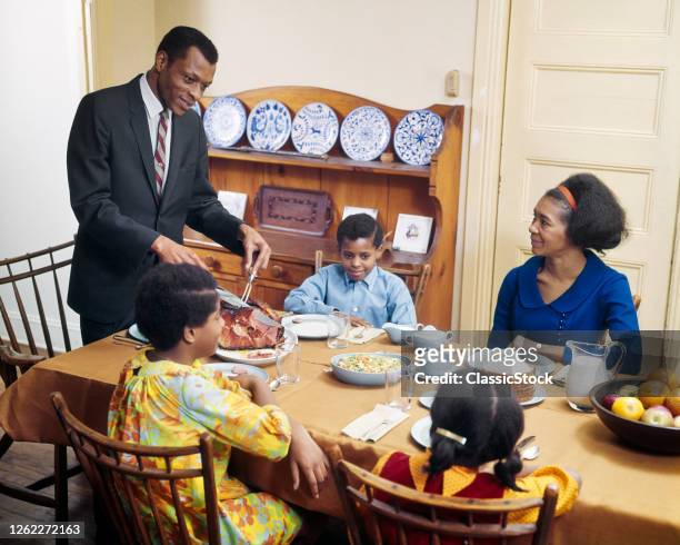 1960s 1970s African American Family At The Dinner Table Mother Father Daughter Son Indoor Together
