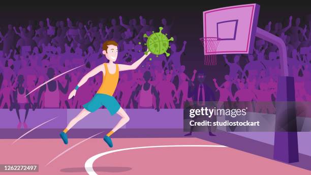 basketball match during the coronavirus period - basketball fans stock illustrations