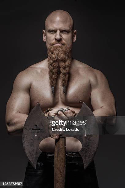 retrato de un rey guerrero - viking warrior fotografías e imágenes de stock