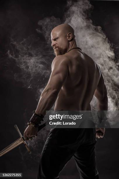 portrait of a warrior king - barbarian stock pictures, royalty-free photos & images