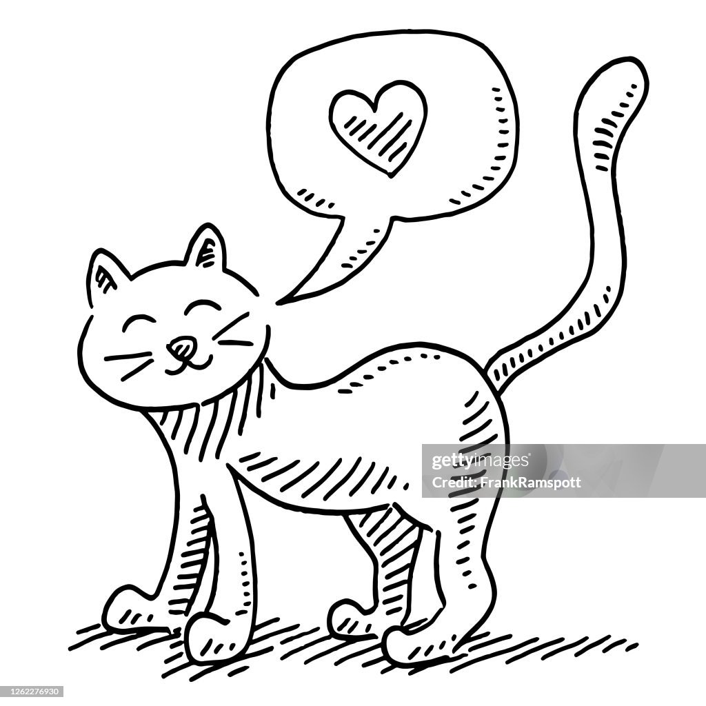 Cute Cartoon Cat Speech Bubble Drawing High-Res Vector Graphic - Getty  Images