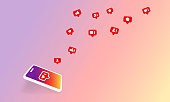 Social media notification icon. Follow, like, new comments symbol. Social networking. Vector on isolated background. EPS 10
