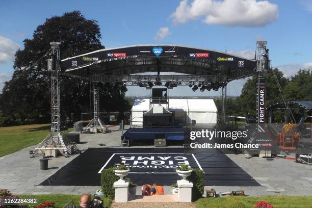 General view of the boxing ring during the Matchroom Fight Camp Media Brunch at the Matchroom HQ on July 29, 2020 in Brentwood, England.