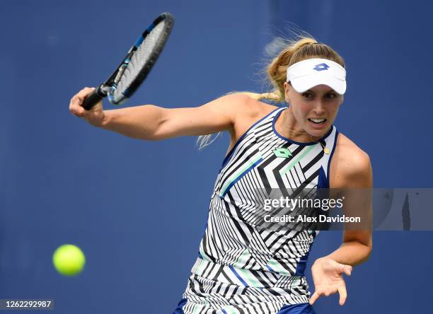 Naomi Broady of Union Jacks in action during her match with Beth Grey of British Bulldogs during day three St. James's Place Battle Of The Brits Team...