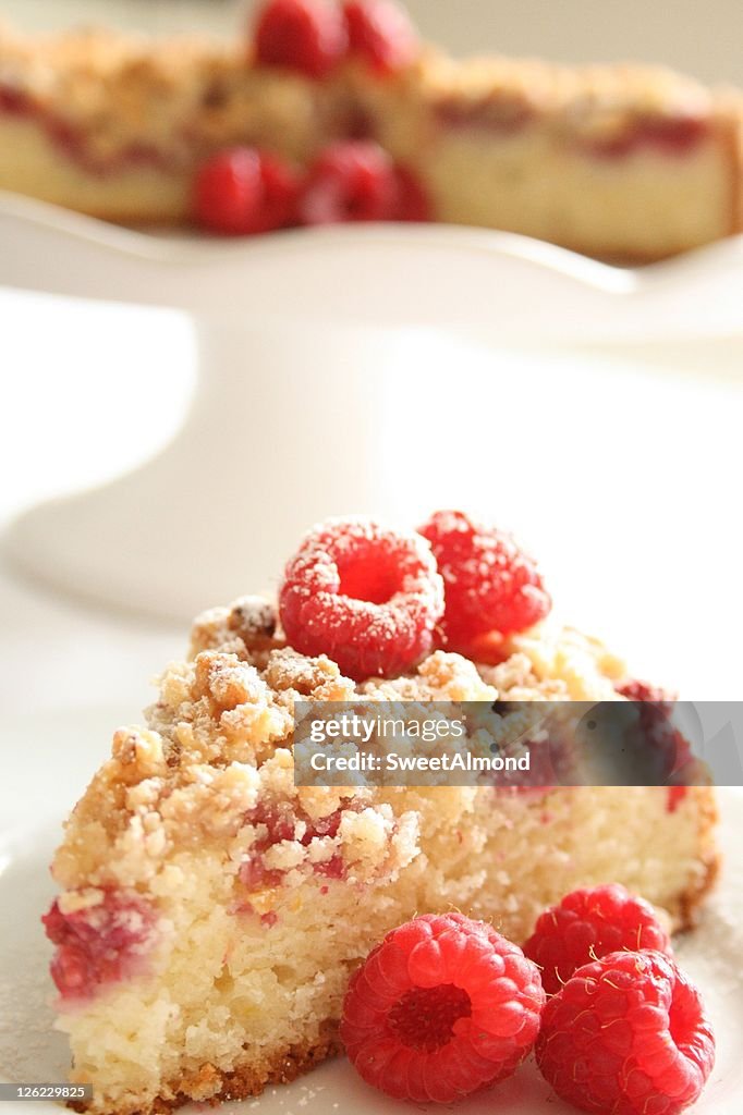 Raspberry almond crumble cake