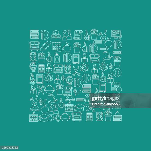 back to school pattern shape - chalkboard drawings sports basketball stock illustrations