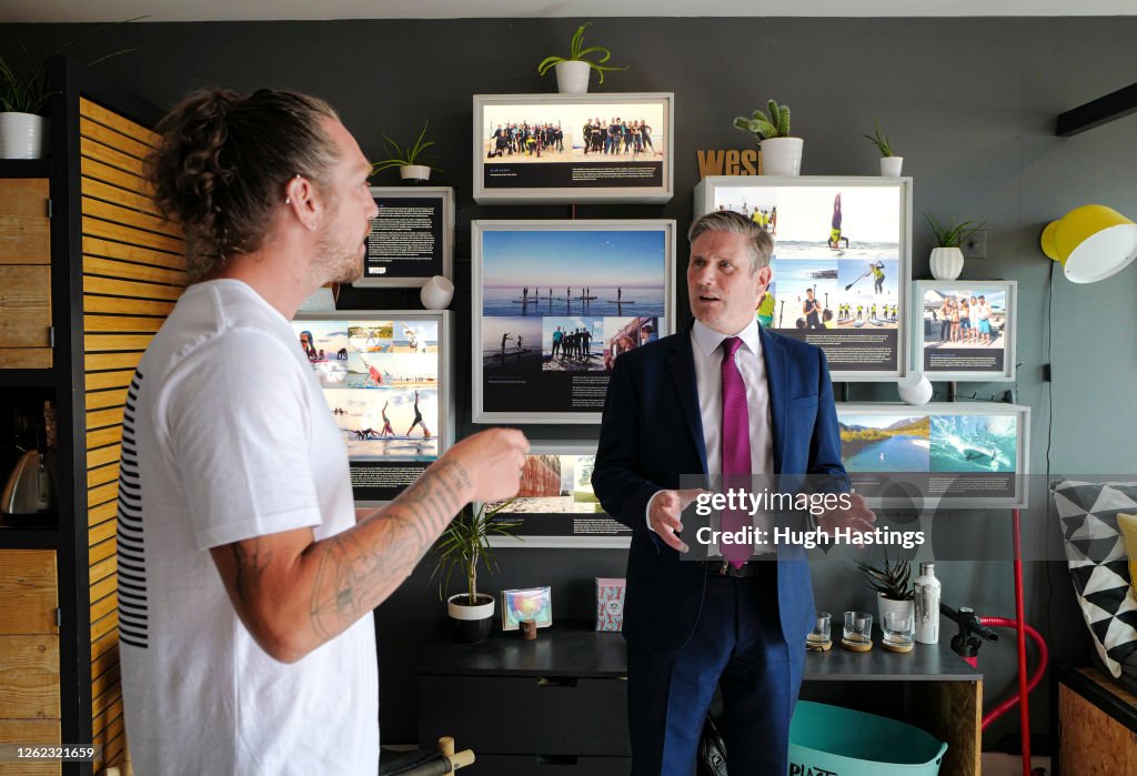 Keir Starmer Visits Seafront Tourist Businesses in Falmouth To Discuss The Impact Of Covid-19