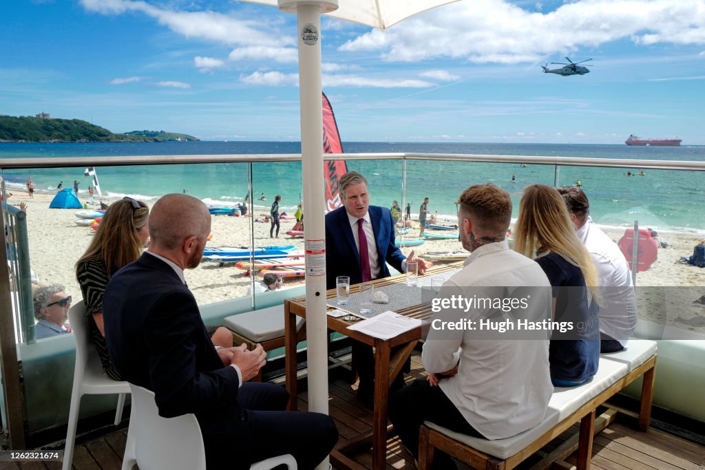 Keir Starmer Visits Seafront Tourist Businesses in Falmouth To Discuss The Impact Of Covid-19