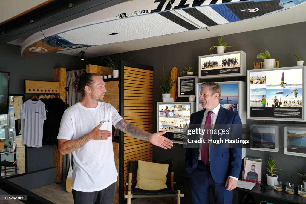 Keir Starmer Visits Seafront Tourist Businesses in Falmouth To Discuss The Impact Of Covid-19