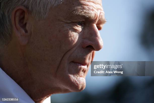 White House trade adviser Peter Navarro speaks to members of the press outside the West Wing of the White House July 29, 2020 in Washington, DC....