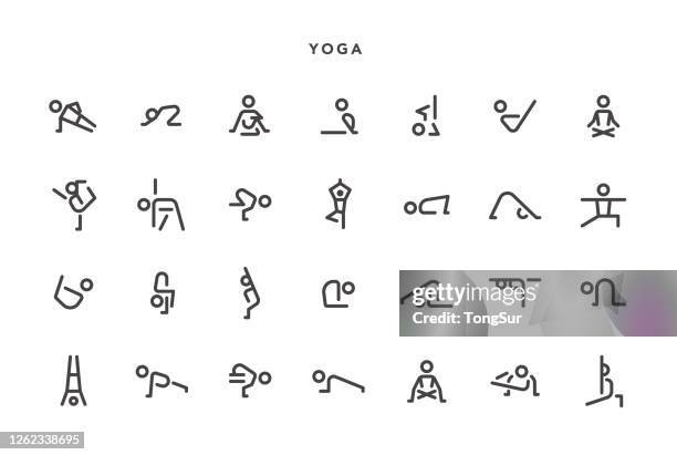 ilustrações de stock, clip art, desenhos animados e ícones de yoga icons - ginástica