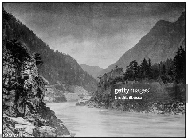Foto In Bianco E Nero Antica Canyon Del Fiume Frazer Yale Columbia Britannica, Foto stock