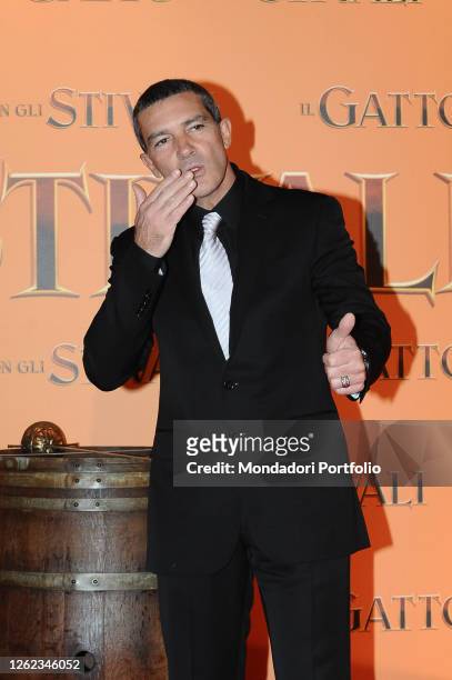 The Spanish actor Antonio Banderas attends Puss In Boots premiere at the UCI Cinema in Porta Roma. Rome , November 25th, 2011