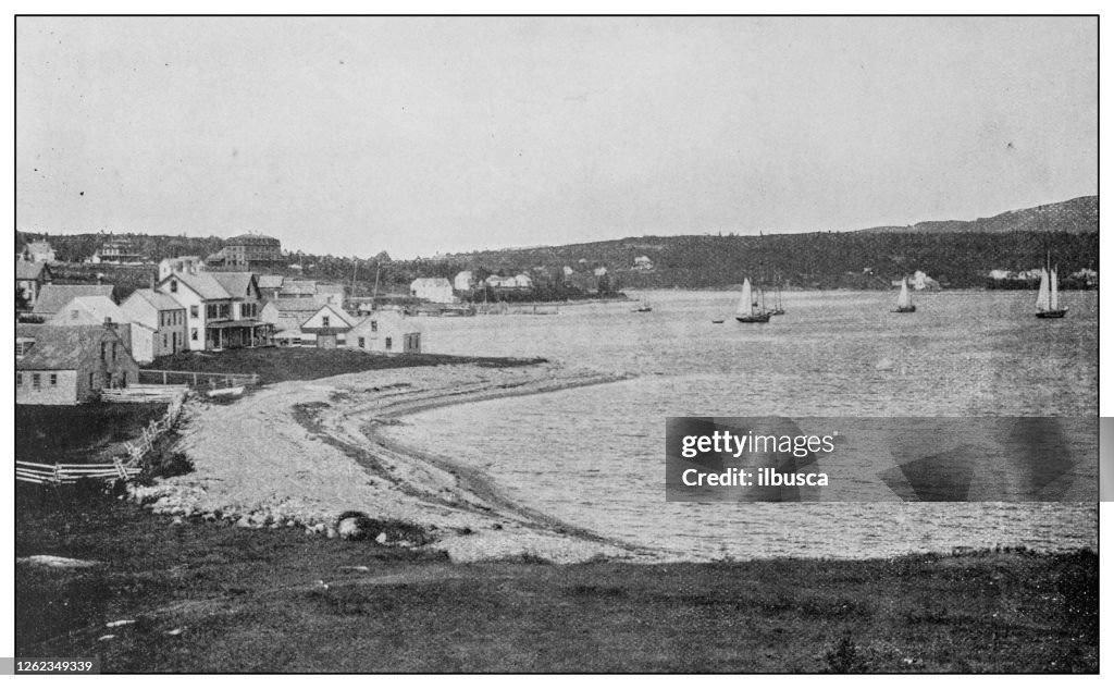 Antik svartvitt foto: Maine, Mount Desert, Bar Harbor