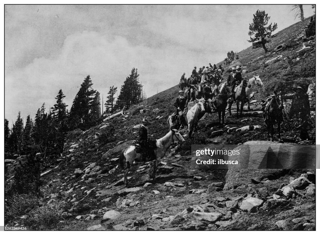 Antique black and white photo: Pike's Peak