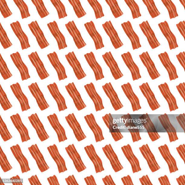 stockillustraties, clipart, cartoons en iconen met bacon naadloos patroon - raw bacon