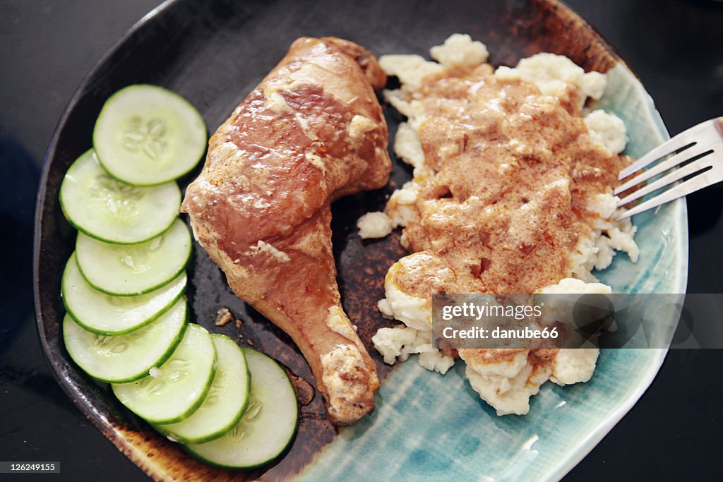 Chicken paprikash in pan