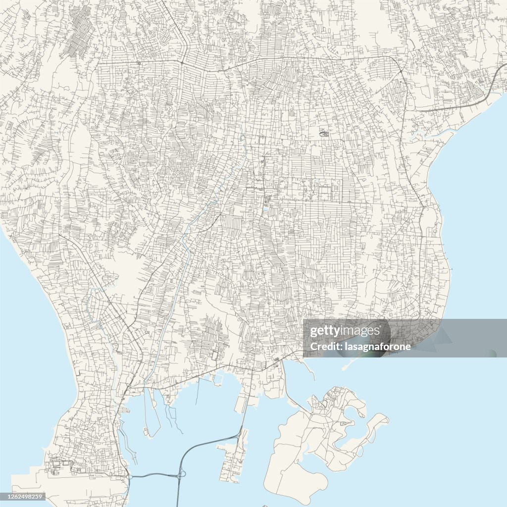 Denpasar, Bali, Indonesia Vector Map