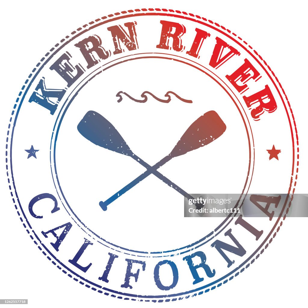 Kern River California Vintage Travel Stamp