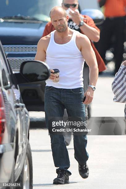 Jason Statham is sighted on the set of Parker on September 23, 2011 in West Palm Beach, Florida.