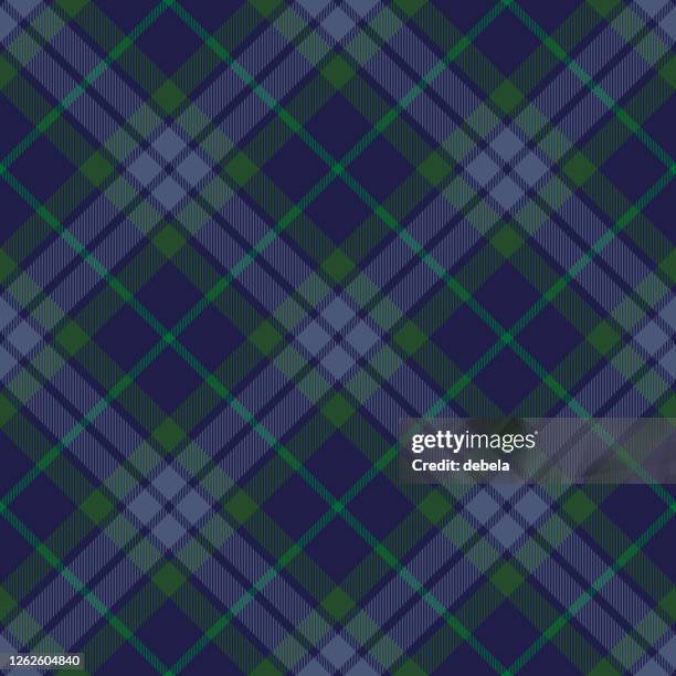 blue green argyle scottish tartan plaid textile pattern - argyle sweater pattern stock illustrations