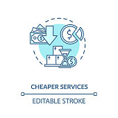 Cheaper services turquoise concept icon