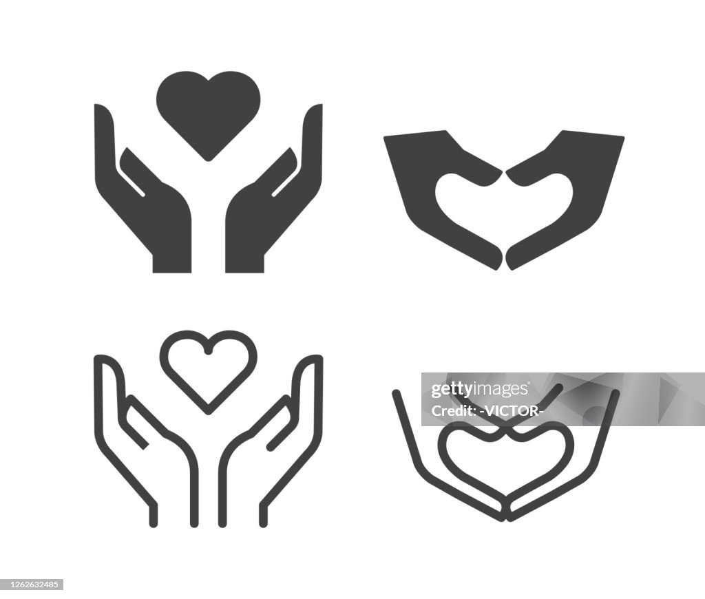 Hands with Heart Shape - Illustration Icons