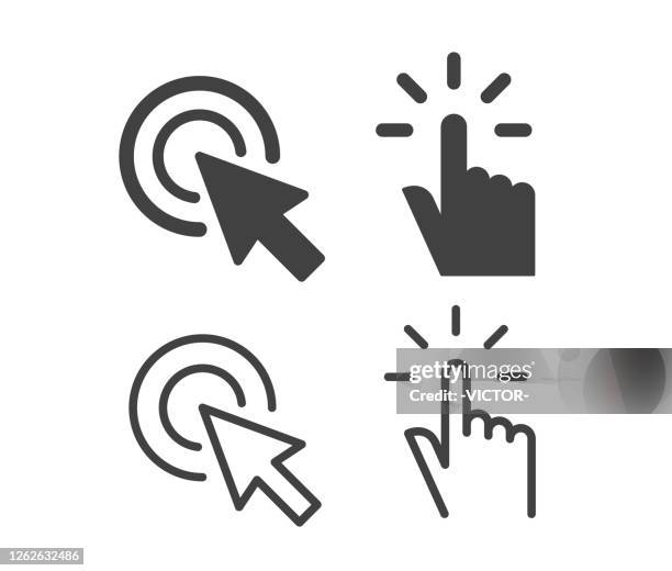 klicken - illustrationssymbole - cursor hand stock-grafiken, -clipart, -cartoons und -symbole